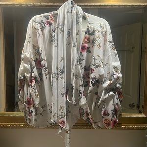 Women’s Ivory Floral Wrap Blouse